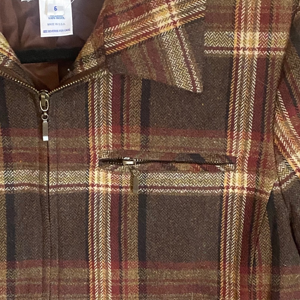 Pendleton Petite Plaid Virgin Wool Jacket Zip Fro… - image 3